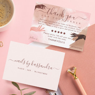 Hartelijk dank voor uw bestelling Nail Art Busines Bedankkaart