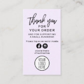 Hartelijk dank voor uw bestelling Paars en Mint Ma Visitekaartje (Voorkant)