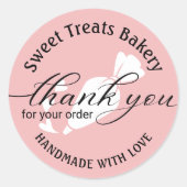 Hartelijk dank voor uw bestelling roze rugzak ronde sticker (Voorkant)