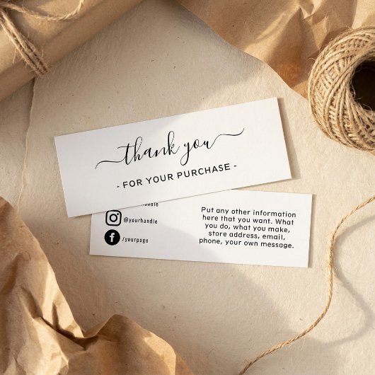 Hartelijk dank voor uw bestelling, sociale media mini visitekaartjes