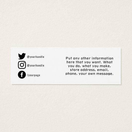 Hartelijk dank voor uw bestelling, sociale media mini visitekaartjes (Achterkant)