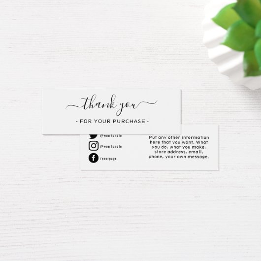 Hartelijk dank voor uw bestelling, sociale media mini visitekaartjes (Bureau)