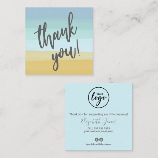 Hartelijk dank voor uw bestelling vierkante visitekaartje (Voorkant / Achterkant)