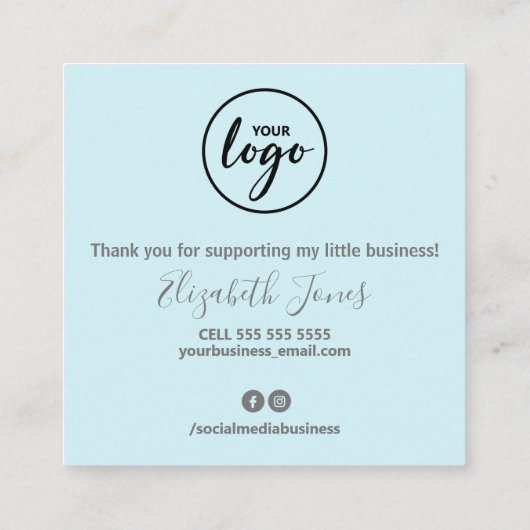 Hartelijk dank voor uw bestelling vierkante visitekaartje (Achterkant)