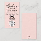 Hartelijk dank voor uw bestelling, zwart en roze visitekaartje (Voorkant / Achterkant)