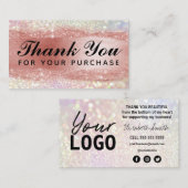 Hartelijk dank voor uw bestellingskaarten Roos Gol Visitekaartje (Voorkant / Achterkant)