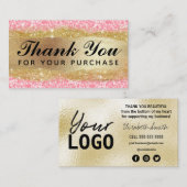 Hartelijk dank voor uw bestellingskaarten Roze Gli Visitekaartje (Voorkant / Achterkant)