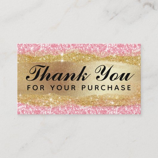 Hartelijk dank voor uw bestellingskaarten Roze Gli Visitekaartje (Voorkant)