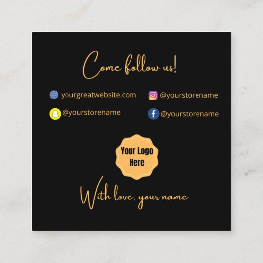 Hartelijk dank voor uw bestellingsVisitekaartjes Vierkante Visitekaartje (Achterkant)