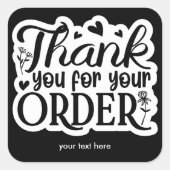 Hartelijk dank voor uw bestelsticker vierkante sticker (Voorkant)