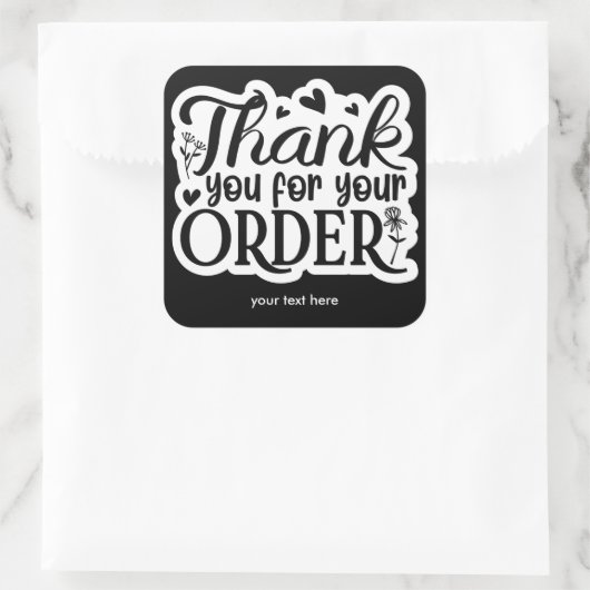 Hartelijk dank voor uw bestelsticker vierkante sticker (Tas)