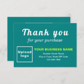 Hartelijk dank voor uw Blauwgroen flat-card voor a Bedankkaart (Voorkant / Achterkant)