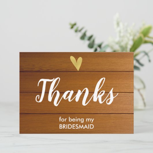 Hartelijk dank voor uw Bridesmaid-kaart | Barn Woo Bedankkaart (Staand voorkant)