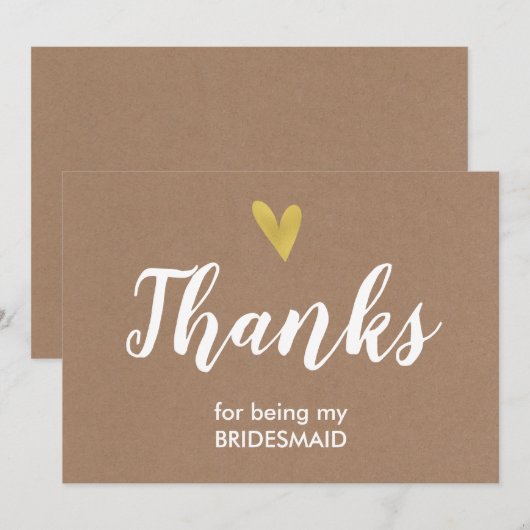 Hartelijk dank voor uw Bridesmaid-kaart | Kraft Bedankkaart