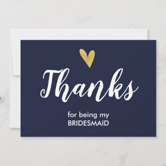 Hartelijk dank voor uw Bridesmaid-kaart | marine Bedankkaart (Voorkant)