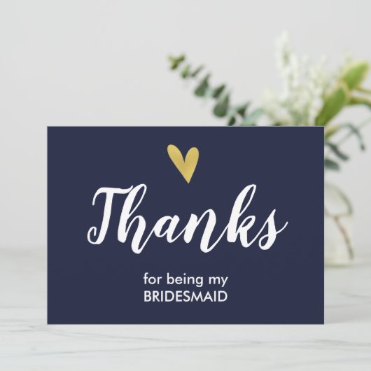 Hartelijk dank voor uw Bridesmaid-kaart | marine Bedankkaart (Staand voorkant)