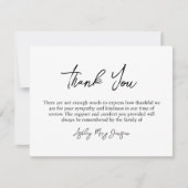 Hartelijk dank voor uw briefkaart Bereavement (Voorkant)