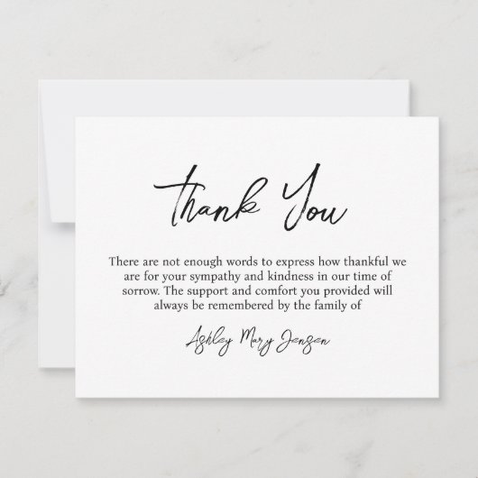 Hartelijk dank voor uw briefkaart Bereavement (Voorkant)