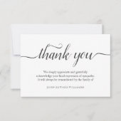 Hartelijk dank voor uw briefkaart Bereavement (Voorkant)