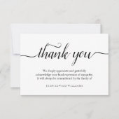 Hartelijk dank voor uw briefkaart Bereavement (Voorkant)