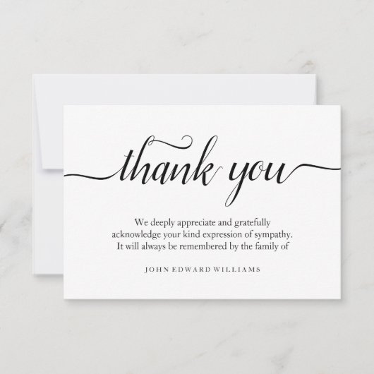 Hartelijk dank voor uw briefkaart Bereavement (Voorkant)