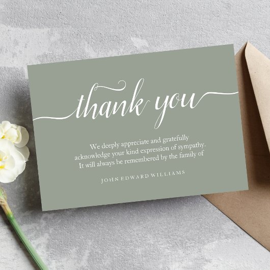 Hartelijk dank voor uw briefkaart Bereavement