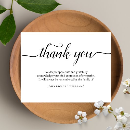 Hartelijk dank voor uw briefkaart Bereavement