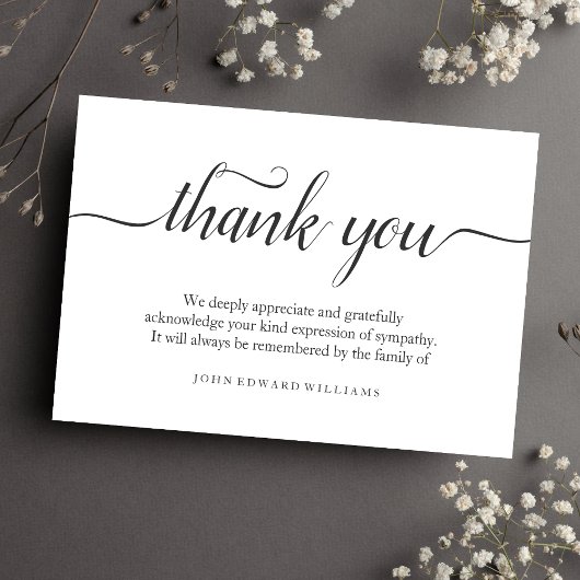 Hartelijk dank voor uw briefkaart Bereavement