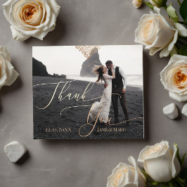 Hartelijk dank voor uw bruiloft op aangepaste foto notitiekaartje