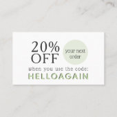 Hartelijk dank voor uw Business Coupon Code Winkel Visitekaartje (Achterkant)