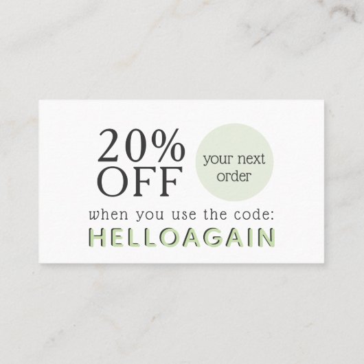 Hartelijk dank voor uw Business Coupon Code Winkel Visitekaartje (Achterkant)