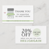 Hartelijk dank voor uw Business Coupon Code Winkel Visitekaartje (Voorkant / Achterkant)