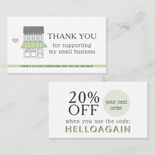 Hartelijk dank voor uw Business Coupon Code Winkel Visitekaartje (Voorkant / Achterkant)