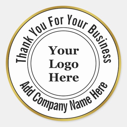 Hartelijk dank voor uw Business Gold White Uw Logo Ronde Sticker (Voorkant)