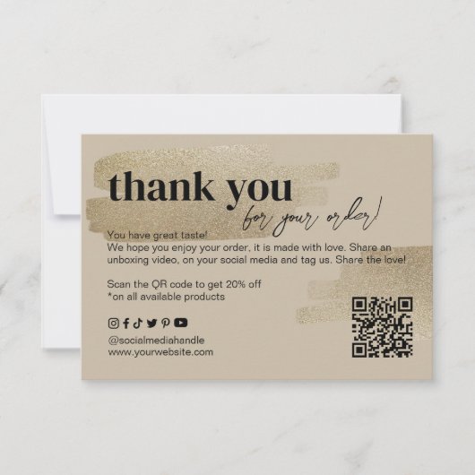 Hartelijk dank voor uw Business Packaging Faux Gol Bedankkaart (Voorkant)