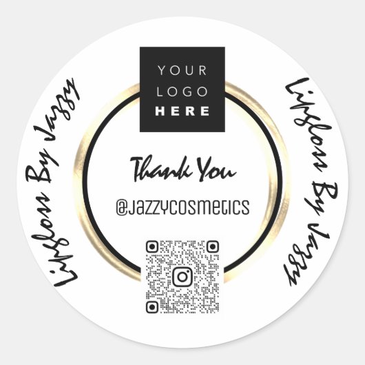 Hartelijk dank voor uw Business QR Code Logo Black Ronde Sticker (Voorkant)