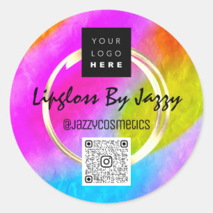 Hartelijk dank voor uw Business QR Code Logo Roze Ronde Sticker