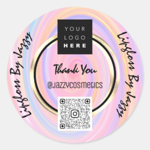 Hartelijk dank voor uw Business QR Code Logo Roze Ronde Sticker