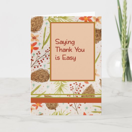 Hartelijk dank voor uw co-werknemer, pijnbomen en  bedankkaart (Voorkant)