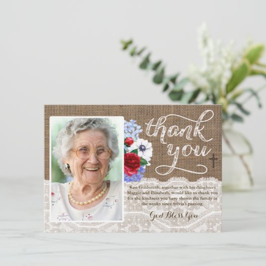 Hartelijk dank voor uw condoleanskaart bedankkaart (Staand voorkant)