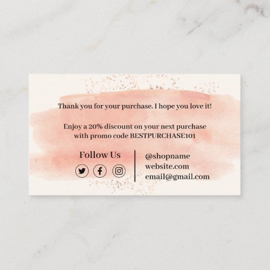 Hartelijk dank voor uw creditcards visitekaartje (Achterkant)