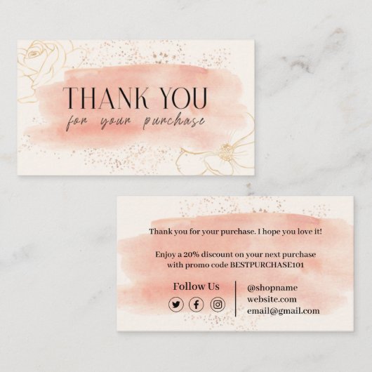 Hartelijk dank voor uw creditcards visitekaartje (Voorkant / Achterkant)