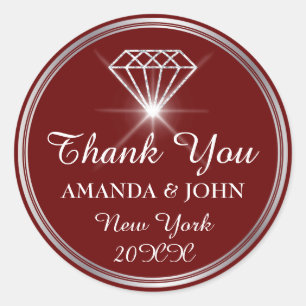 Hartelijk dank voor uw diamantnaam Wedding Bridal Ronde Sticker