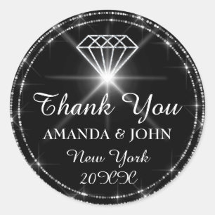 Hartelijk dank voor uw diamantnaam Wedding Bridal Ronde Sticker