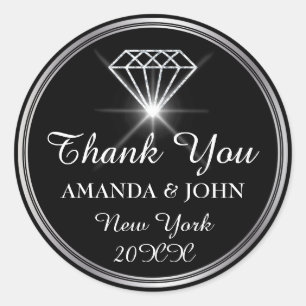 Hartelijk dank voor uw diamantnaam Wedding Bridal  Ronde Sticker