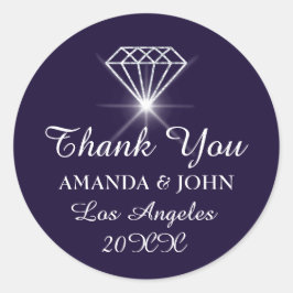Hartelijk dank voor uw diamantnaam Wedding Bridal  Ronde Sticker