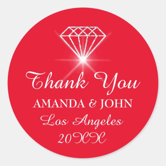Hartelijk dank voor uw diamantnaam Wedding Bridal  Ronde Sticker (Voorkant)