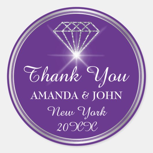 Hartelijk dank voor uw diamantnaam Wedding Bridal  Ronde Sticker (Voorkant)