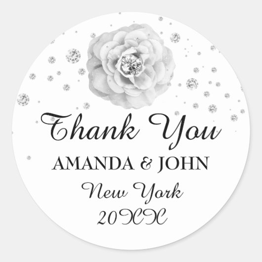 Hartelijk dank voor uw diamantnaam Wedding Bridal  Ronde Sticker (Voorkant)