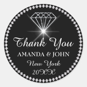 Hartelijk dank voor uw diamantnaam Wedding Bridal  Ronde Sticker